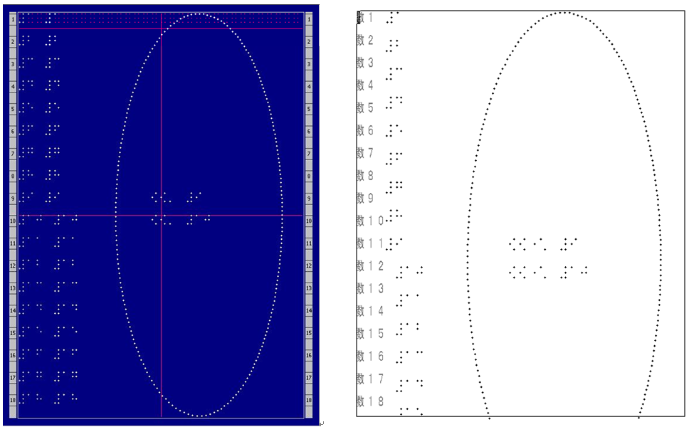 エーデル編集画面と、点字編集システム編集画面の比較